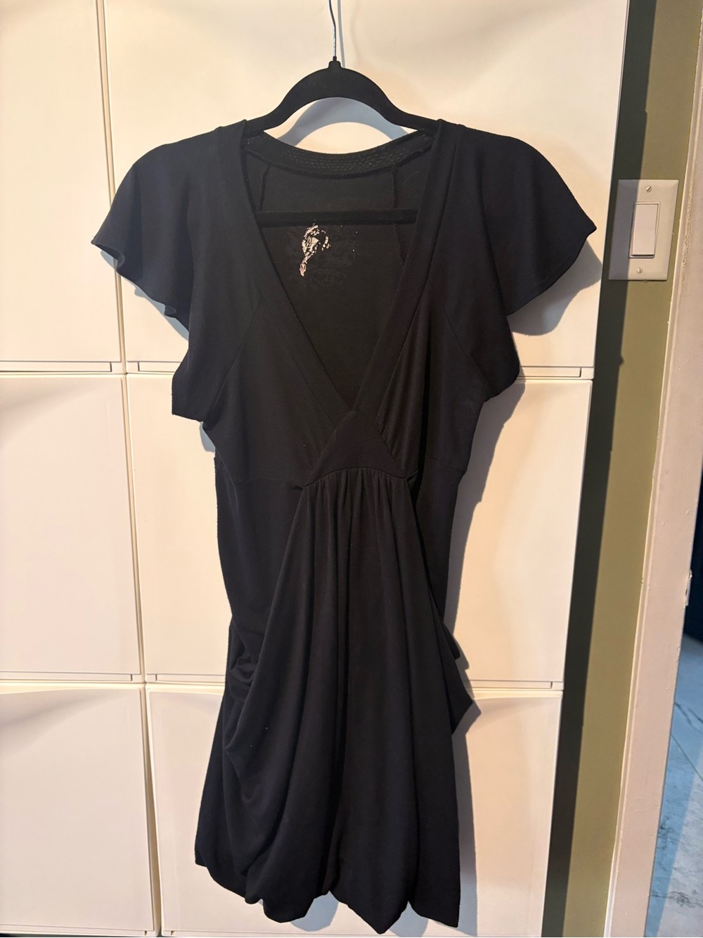 Black V-Neck Short Sleeve Women’s Dress